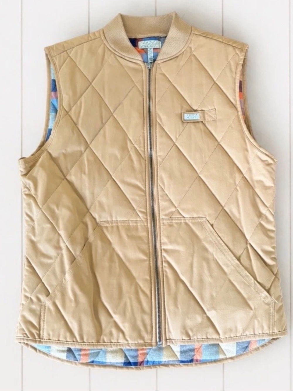 Ocean Coast Vest Brown Tan Zip Lined M Medium Men's Quilted